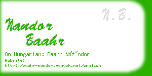 nandor baahr business card